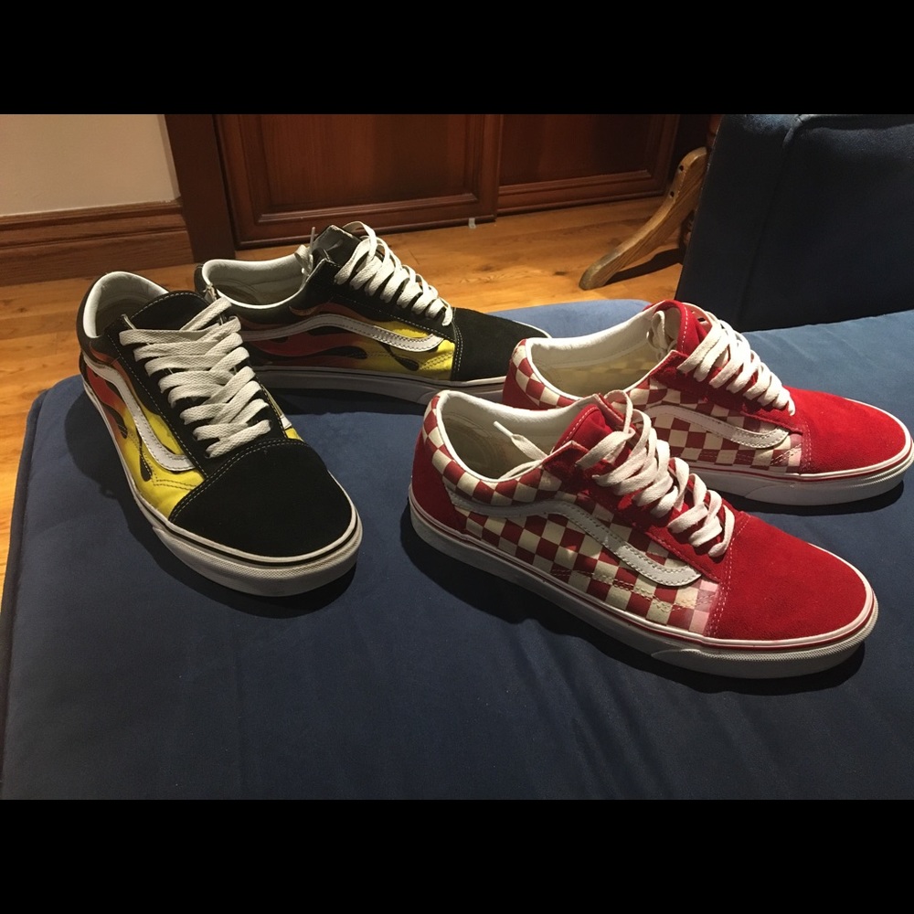 Red Checkered + Flame OldSkool Vans